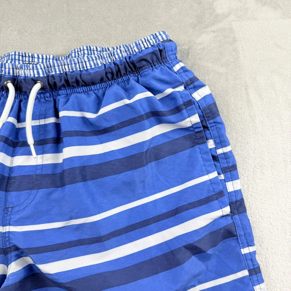 Livergy Men's Blue White Striped Swim Trunks Size Medium Board Shorts Beachwear